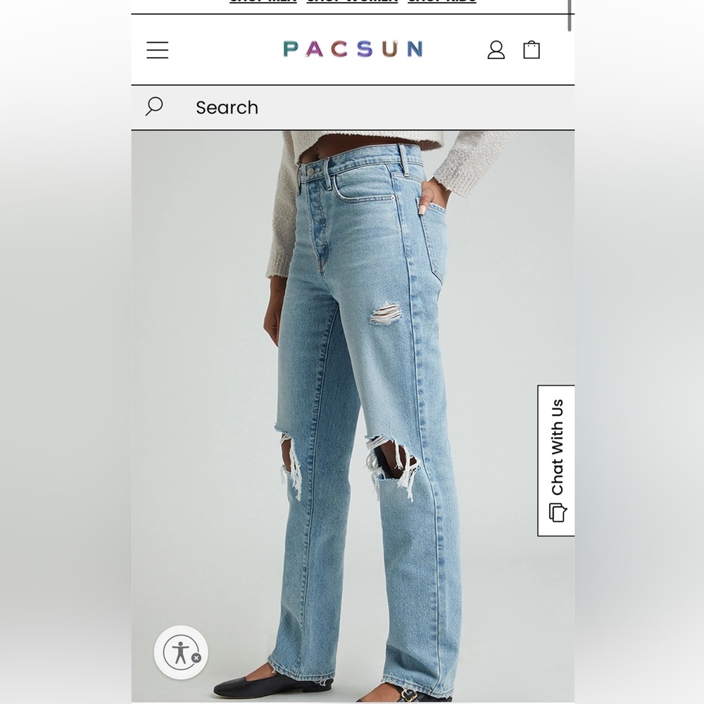 brand new pacsun light indigo ripped dad jeans
